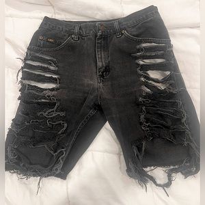 Coal N Terry Black denim ripped jean shorts | Ragged Denim Medium women’s